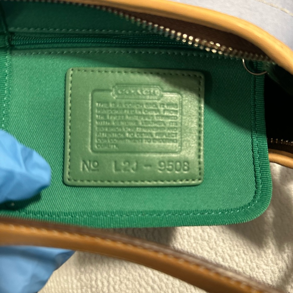COACH Y2K Soho color block blue satin & leather shoulder  Bag#9508 - Picture 8 of 12